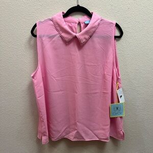 NWT CeCe Peter Pan Collar Sleeveless Blouse in 2X!